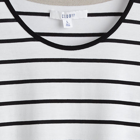 Martinique – Round neck t-shirt Black & White Stripe